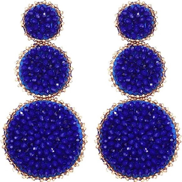 Confetti Multicolor Beaded Triple Tier Earrings Bohemian Bold Boho Statement New - Picture 9 of 11